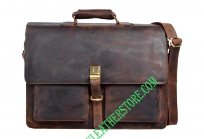 New Rare Crazy Horse Leather Men's Briefcase Laptop Bag Travel Messenger Bag 